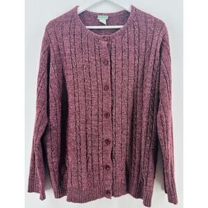 Vintage Sara Morgan XL Women’s Sweater Cable Knit Pink Cardigan 90s R1023